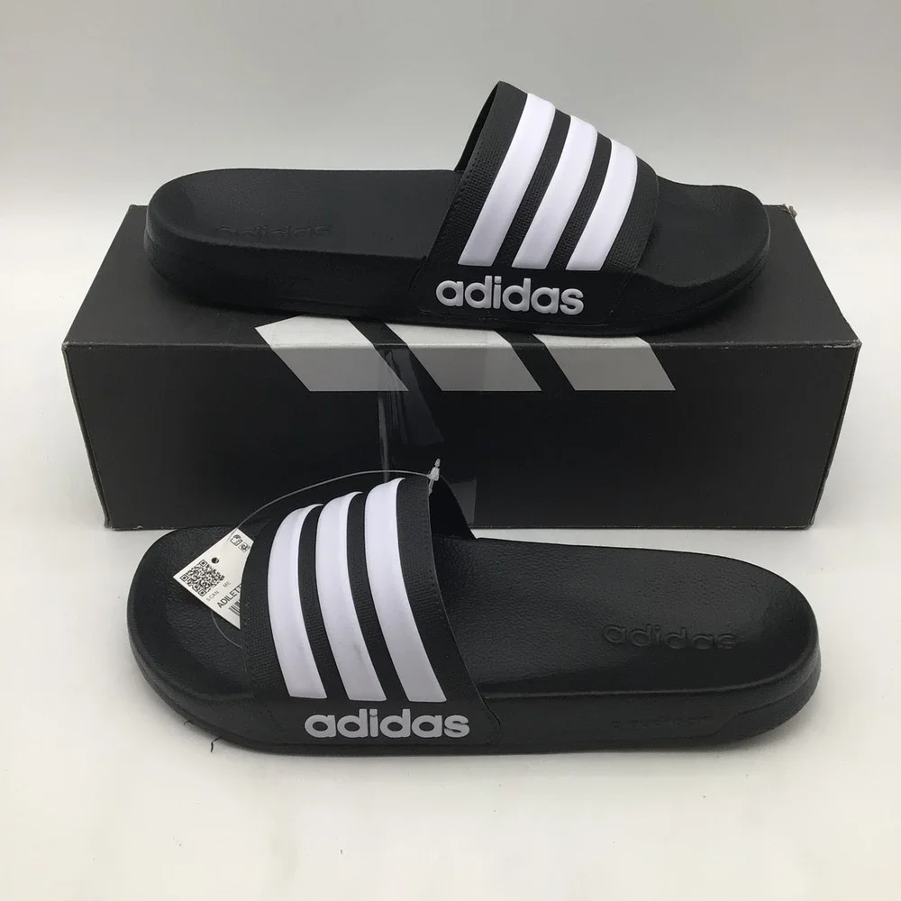 Adidas Adilette Shower Men Black White 3-Stripes Slides GZ5922 Size 10 NEW